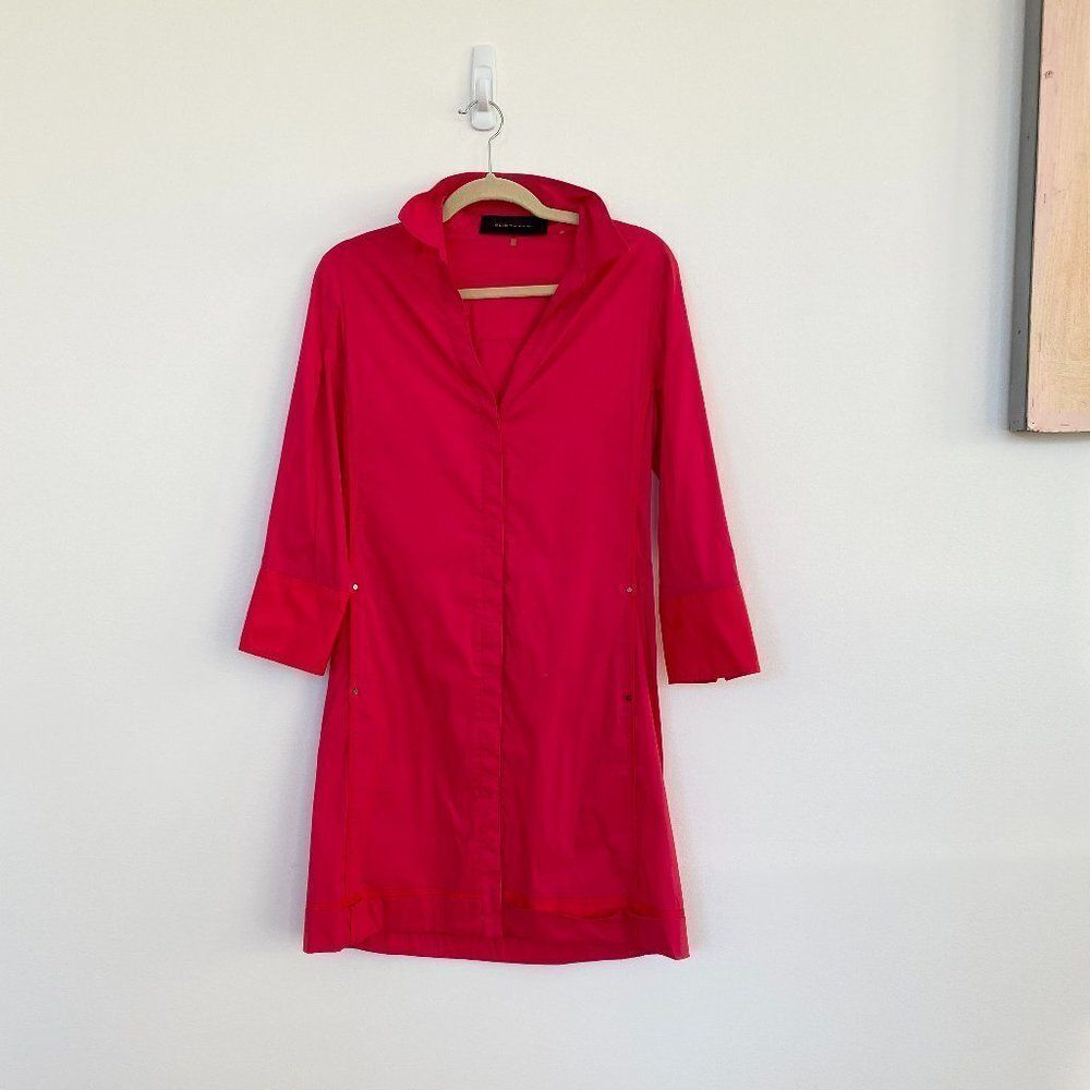 Elie Tahari Red Belted Shirt Dress